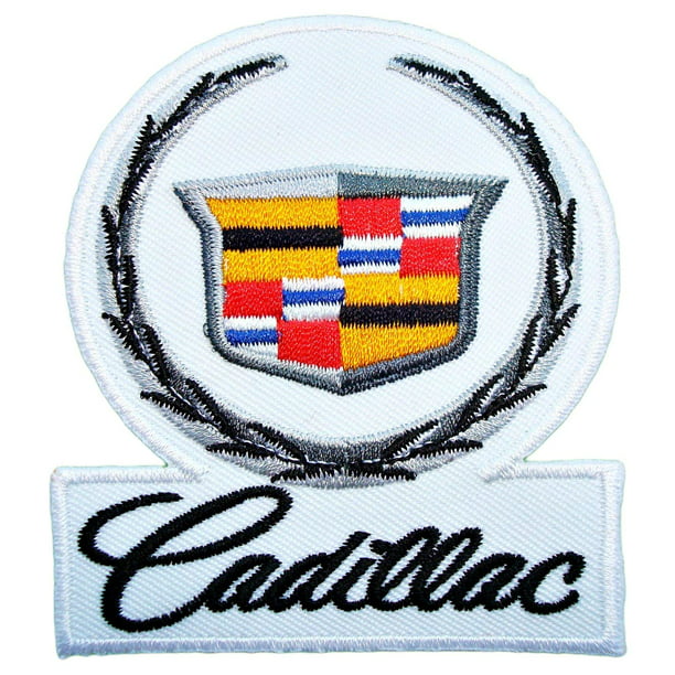 VINTAGE CADILLAC YELLOW & RED Embroidered 2 x 5-3/8 Iron On Patch 